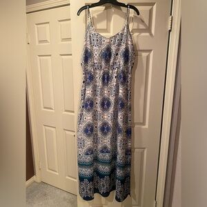 Spaghetti strap sheer long dress with mid thigh lining